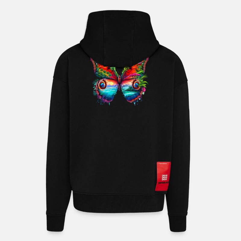 Papillon - Veste à capuche bio épaisse oversize fabriqué en UE - SOLID BLACK