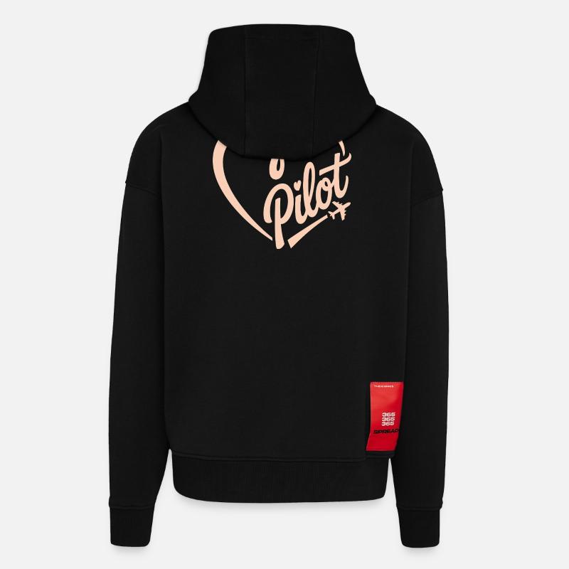 Pilot und Flugzeug - Zip Hoodie - made by SPREAD - SOLID BLACK