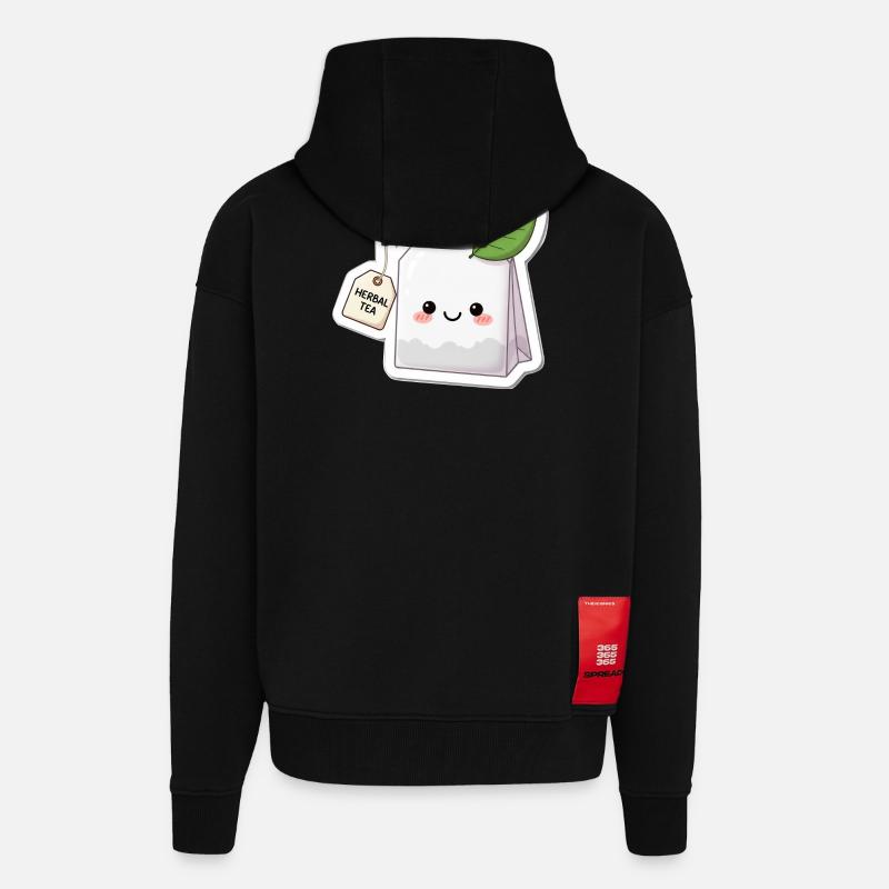 Kawaii Kräutertee Beutel Illustration - Zip Hoodie - made by SPREAD - SOLID BLACK