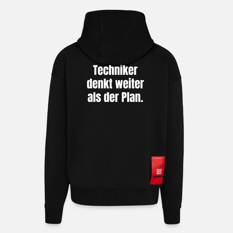 Techniker Denkt Weiter Als Plan - Zip Hoodie - made by SPREAD - SOLID BLACK
