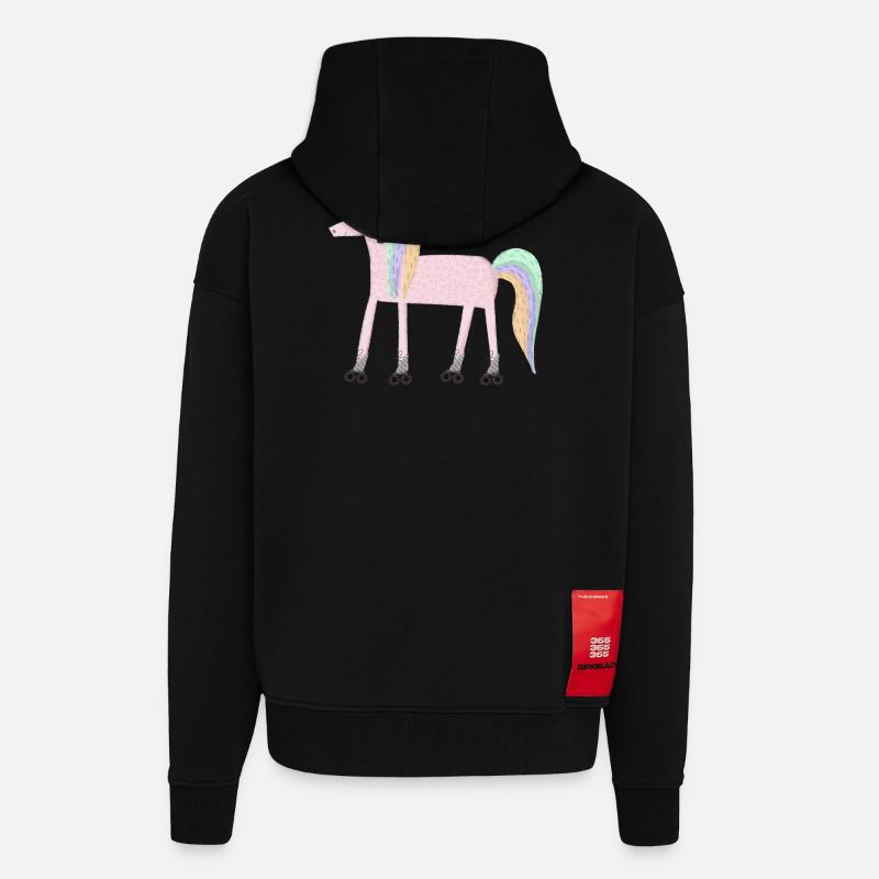 Unicorn_rollerSKate - Veste à capuche bio épaisse oversize fabriqué en UE - SOLID BLACK