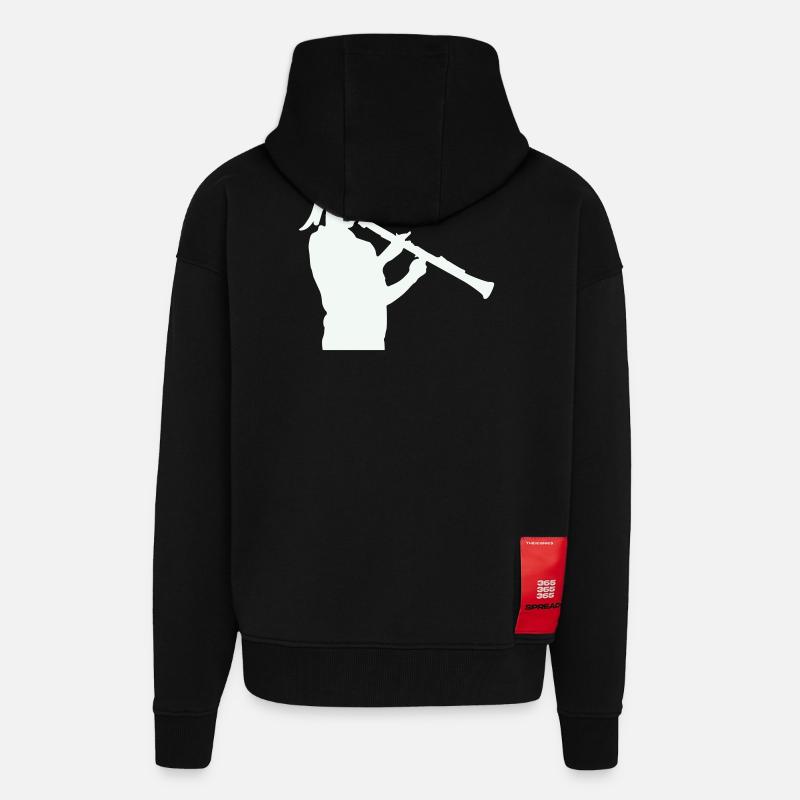 Silhouette mit Klarinette - Zip Hoodie - made by SPREAD - SOLID BLACK