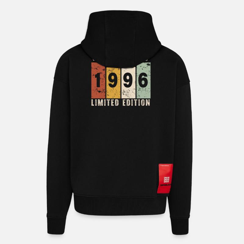 anniversaire 1996 - 30 ans - Veste à capuche bio épaisse oversize fabriqué en UE - SOLID BLACK