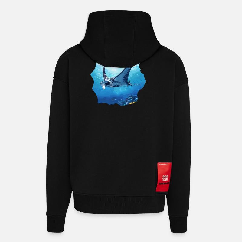 Rays Manta Rays - Zip Hoodie - made by SPREAD - SOLID BLACK