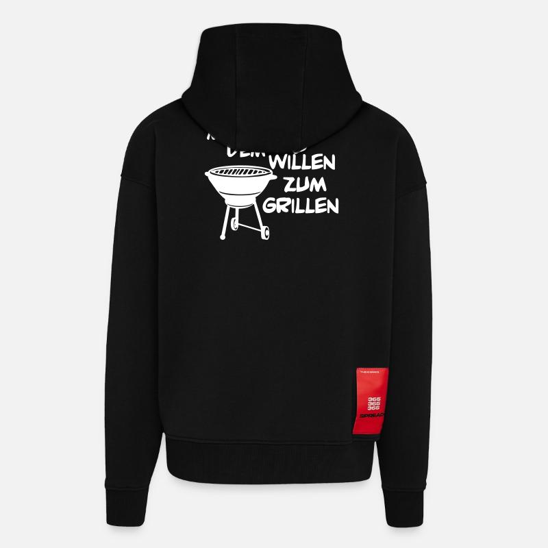 Avec la volonté de griller... - Veste à capuche bio épaisse oversize fabriqué en UE - SOLID BLACK
