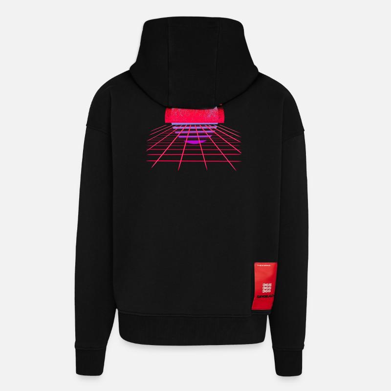 Retro Wave Sunset Vaporwave - Zip Hoodie - made by SPREAD - SOLID BLACK