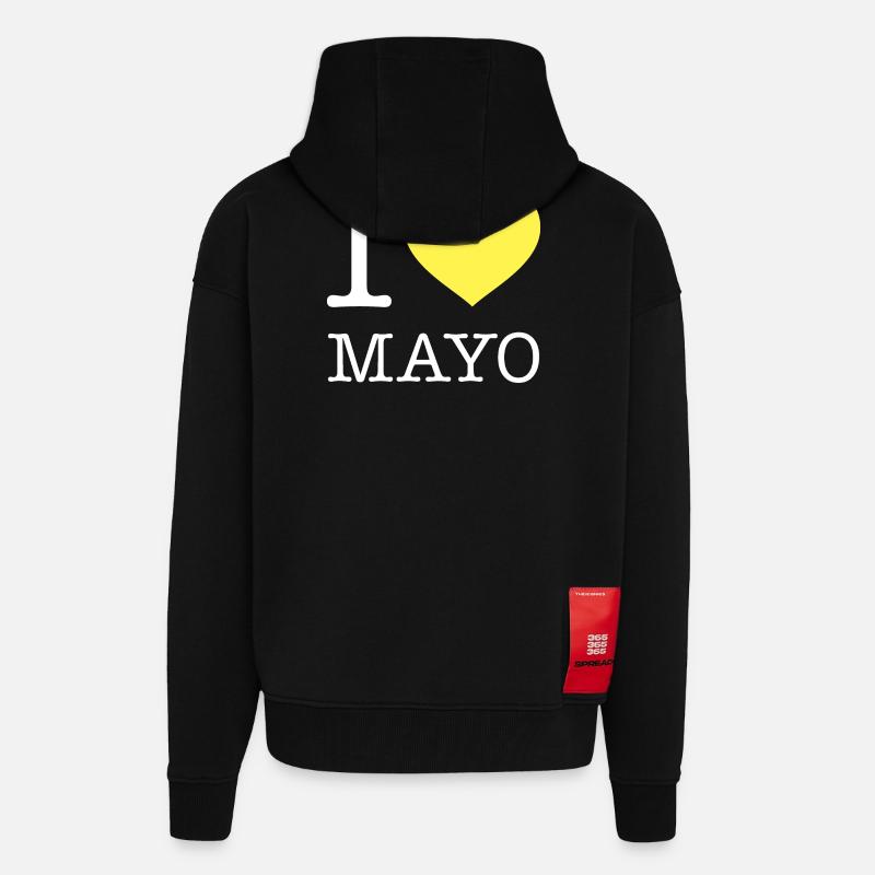 J’AIME LA MAYONNAISE Mayonnaise - Veste à capuche bio épaisse oversize fabriqué en UE - SOLID BLACK