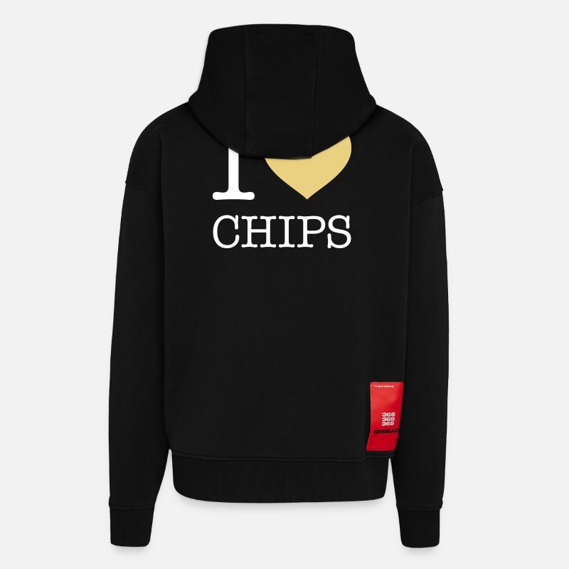 J’ADORE LES CHIPS - Veste à capuche bio épaisse oversize fabriqué en UE - SOLID BLACK