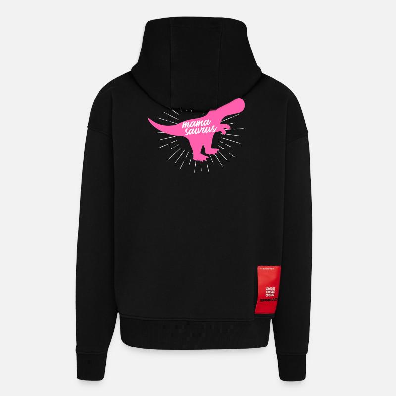 Mamasaurus T-Rex Dinosaurier Pink Silhouette Geschenk - Zip Hoodie - made by SPREAD - SOLID BLACK