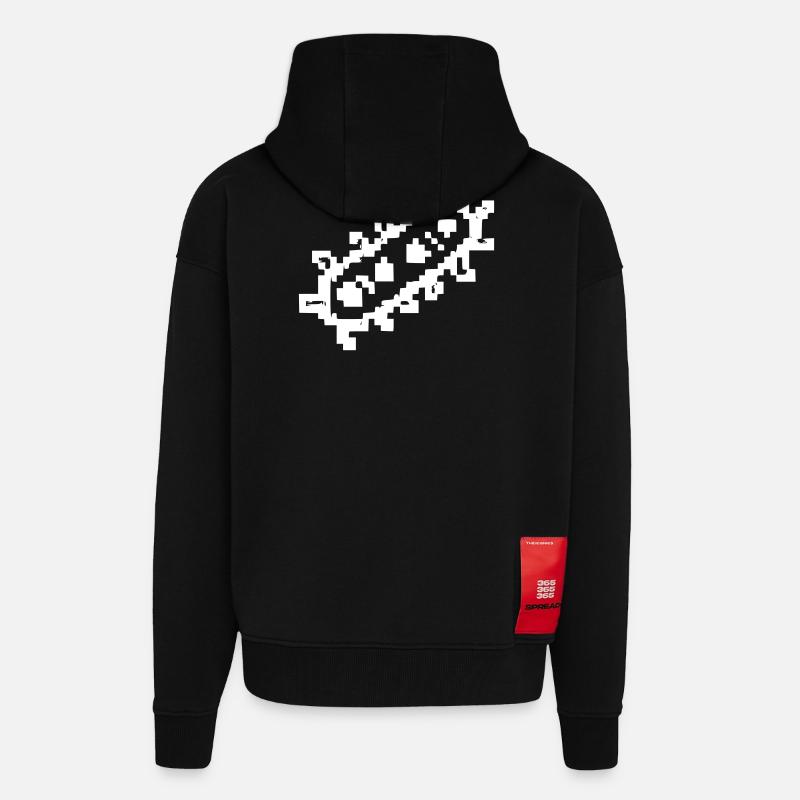 Bactéries Tiges Pixel Germ - Veste à capuche bio épaisse oversize fabriqué en UE - SOLID BLACK