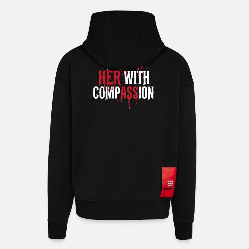 Treat Her With Compassion - Zip Hoodie - made by SPREAD - SOLID BLACK