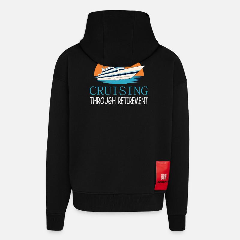 Croisière jusqu’à la retraite - Veste à capuche bio épaisse oversize fabriqué en UE - SOLID BLACK