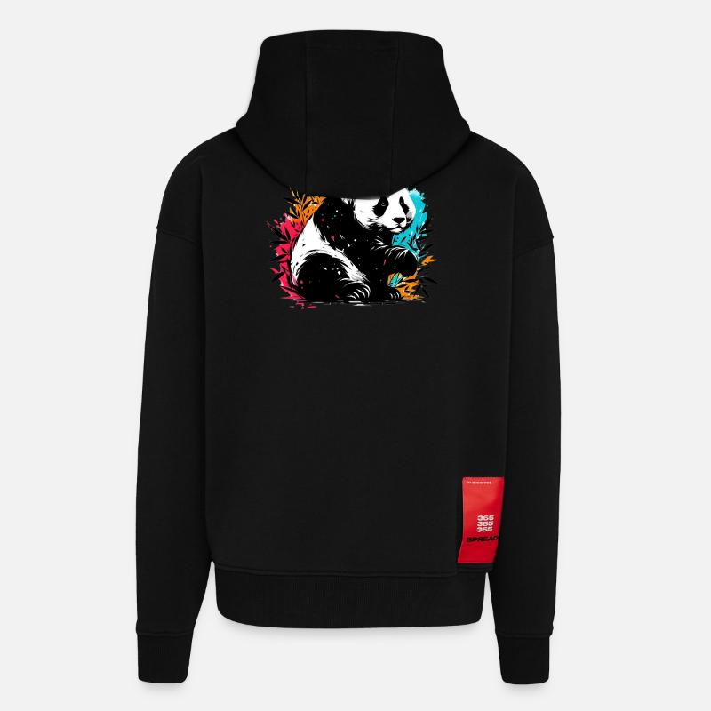 Panda - Zip Hoodie - made by SPREAD - SOLID BLACK