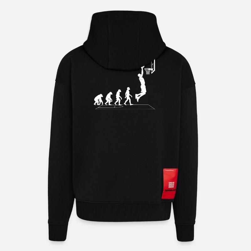 Evolution des Dunkens auf Court Basketball - Zip Hoodie - made by SPREAD - SOLID BLACK