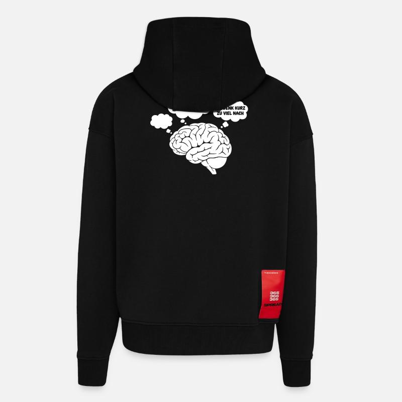 Brain Thoughts Comic - Veste à capuche bio épaisse oversize fabriqué en UE - SOLID BLACK