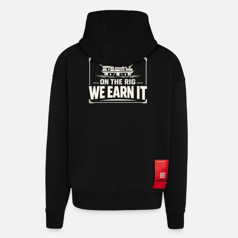 Offshore-bohrer-rig-bohrer Bohrboden Offshore - Zip Hoodie - made by SPREAD - SOLID BLACK