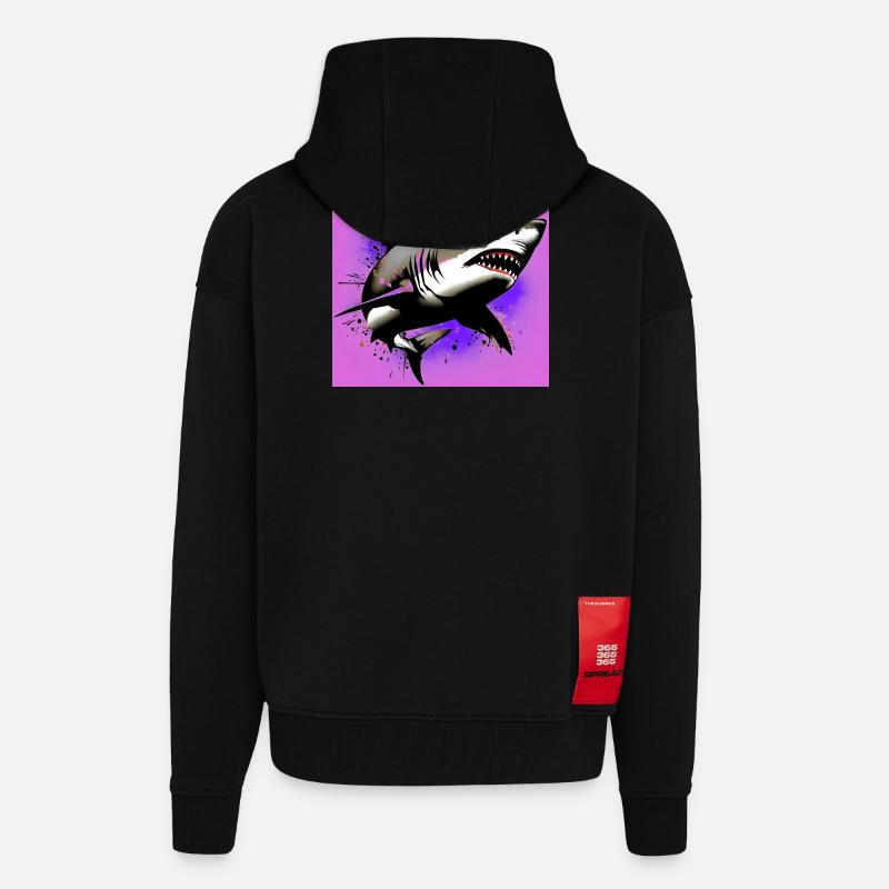 Requin - Veste à capuche bio épaisse oversize fabriqué en UE - SOLID BLACK