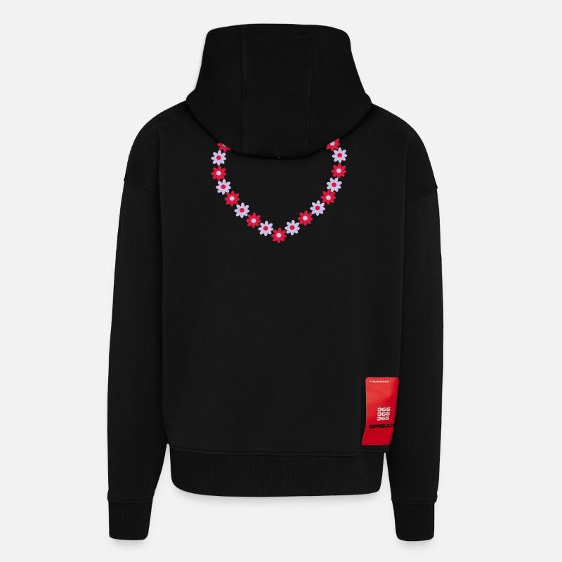 Blume Herz - Zip Hoodie - made by SPREAD - SOLID BLACK
