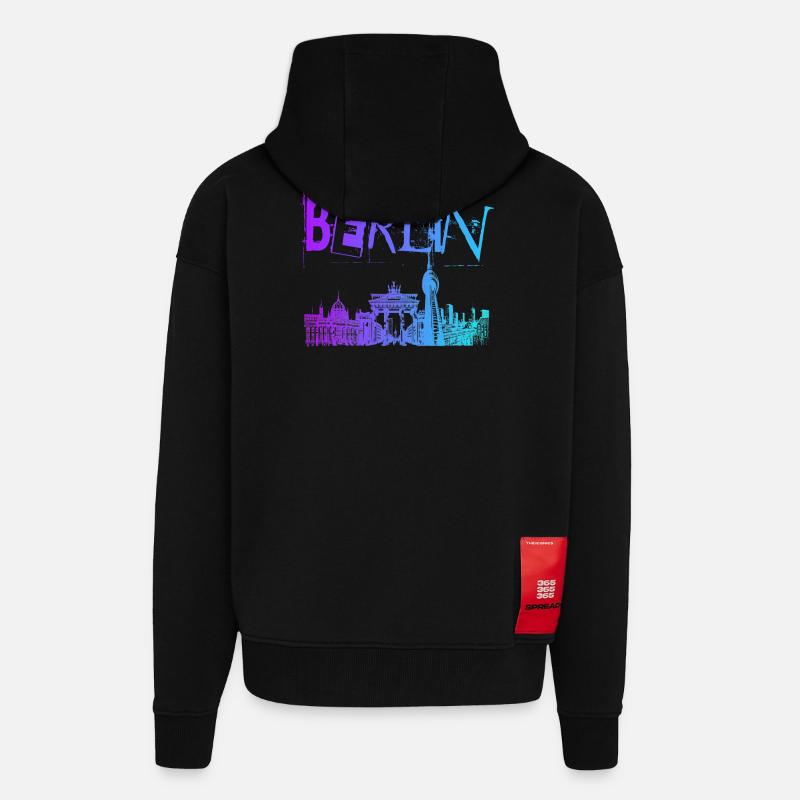 Berlin Skyline Panorama - Zip Hoodie - made by SPREAD - SOLID BLACK
