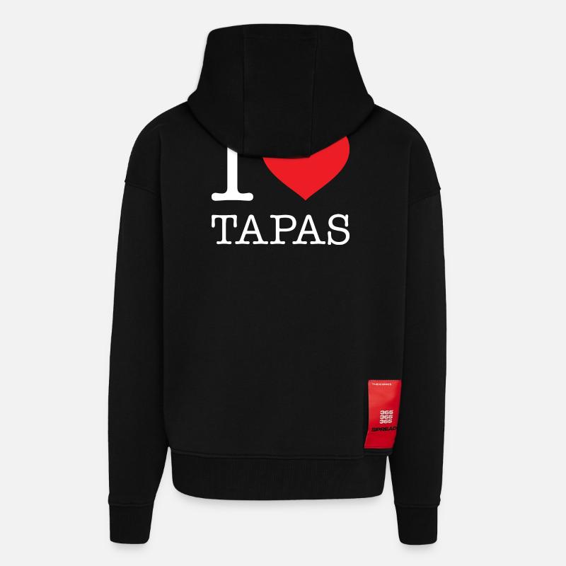J’ADORE LES TAPAS - Veste à capuche bio épaisse oversize fabriqué en UE - SOLID BLACK