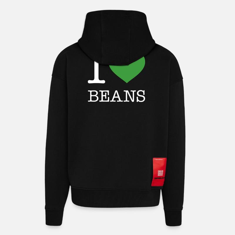 J’AIME LES HARICOTS Bohnen - Veste à capuche bio épaisse oversize fabriqué en UE - SOLID BLACK