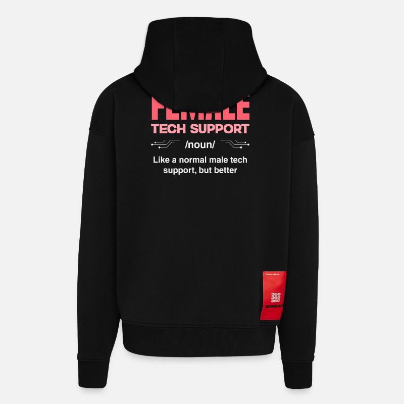 Tech Support Woman Definition IT Admin Computer - Zip Hoodie - made by SPREAD - SOLID BLACK