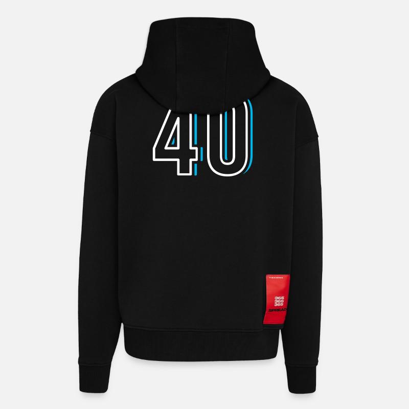 Nummer 40 - Vierzig - Zip Hoodie - made by SPREAD - SOLID BLACK