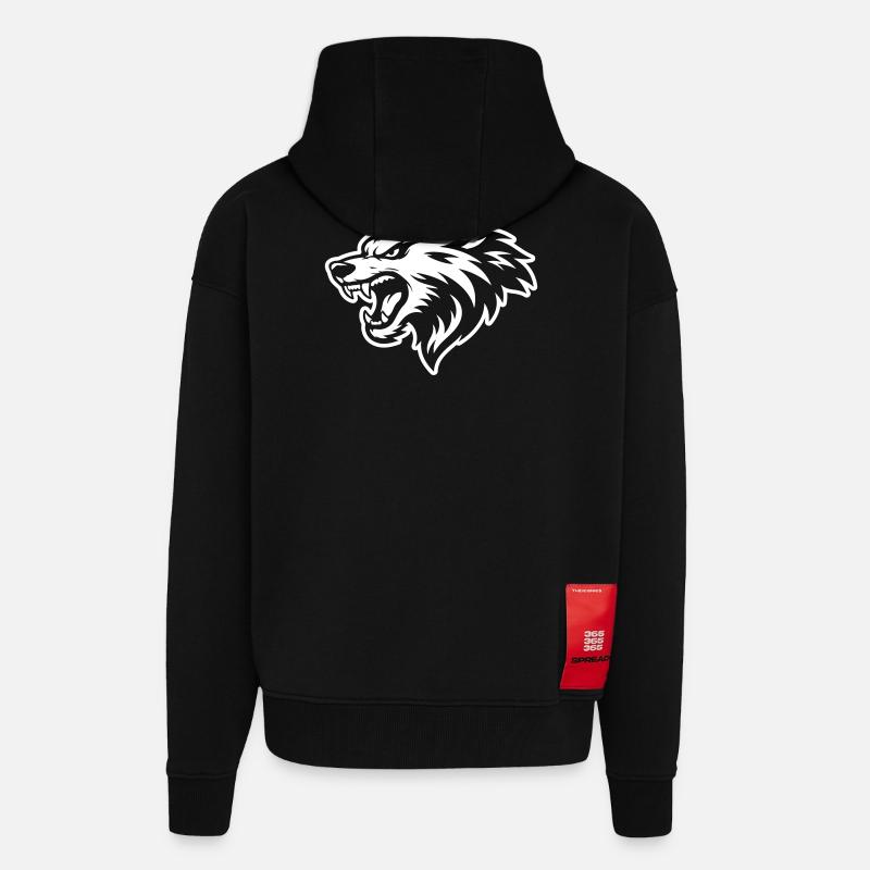 Wolf Kopf - Zip Hoodie - made by SPREAD - SOLID BLACK