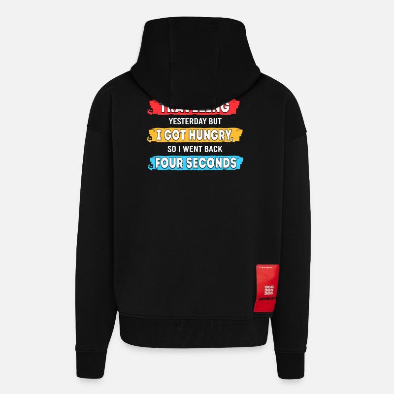 Voyage dans le temps - Veste à capuche bio épaisse oversize fabriqué en UE - SOLID BLACK