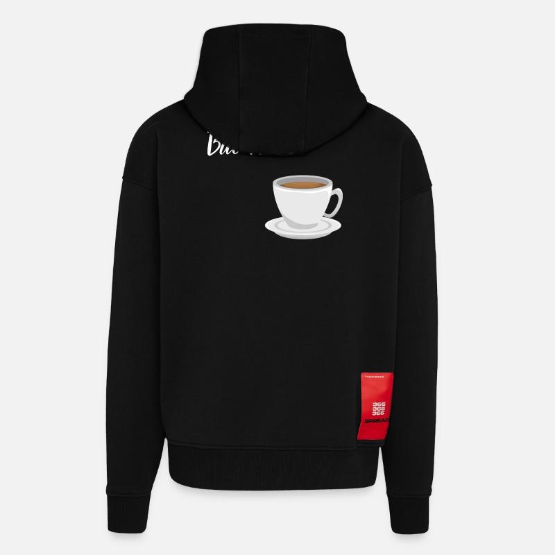 First Coffee - Coffee Design - Zip Hoodie - made by SPREAD - SOLID BLACK