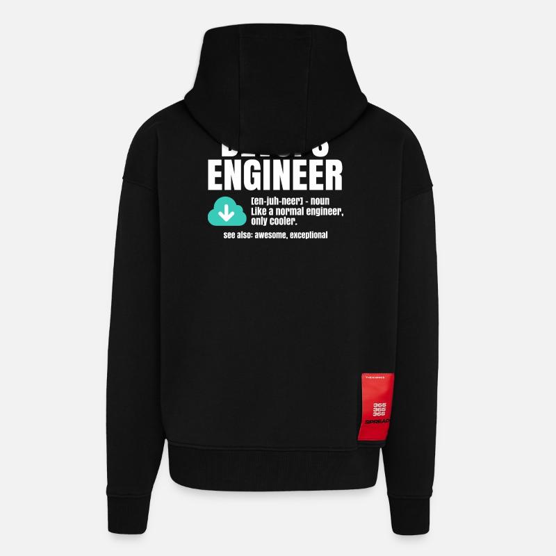 Ingénieur Devops - Veste à capuche bio épaisse oversize fabriqué en UE - SOLID BLACK