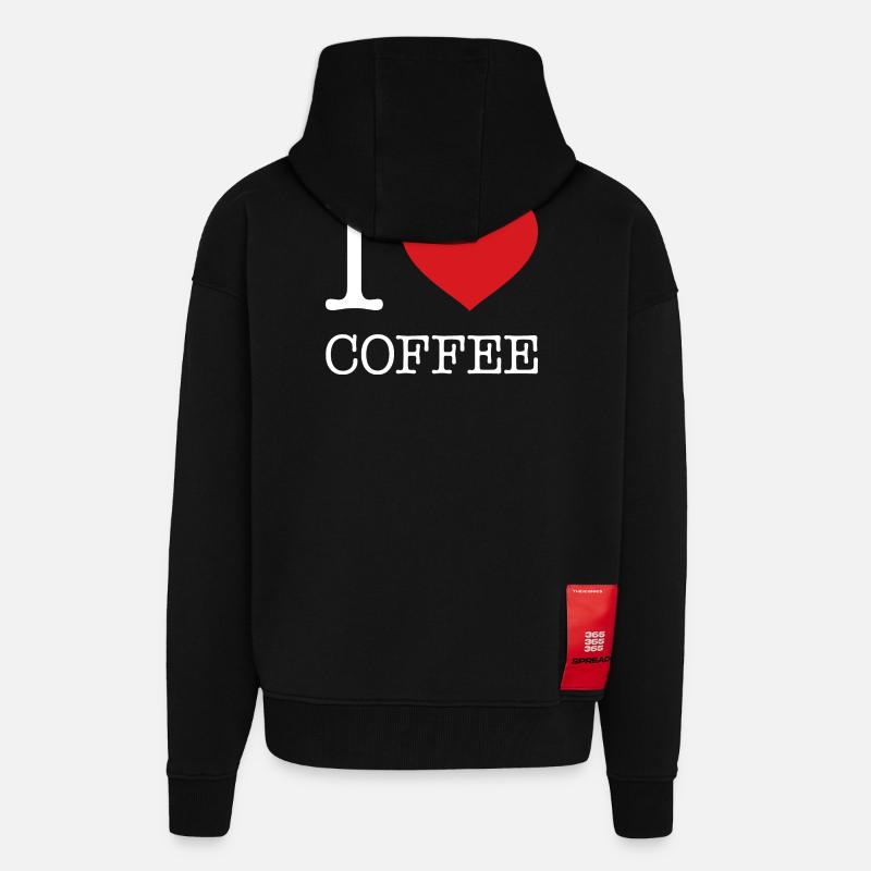 J’ADORE LE CAFÉ - Veste à capuche bio épaisse oversize fabriqué en UE - SOLID BLACK