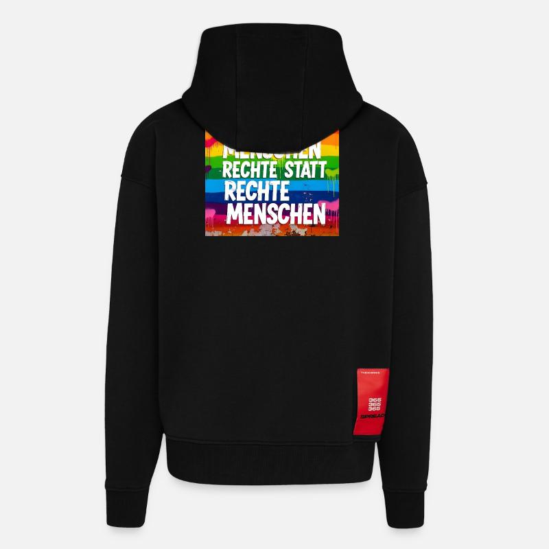 Menschenrechte statt rechte Menschen Statement - Zip Hoodie - made by SPREAD - SOLID BLACK