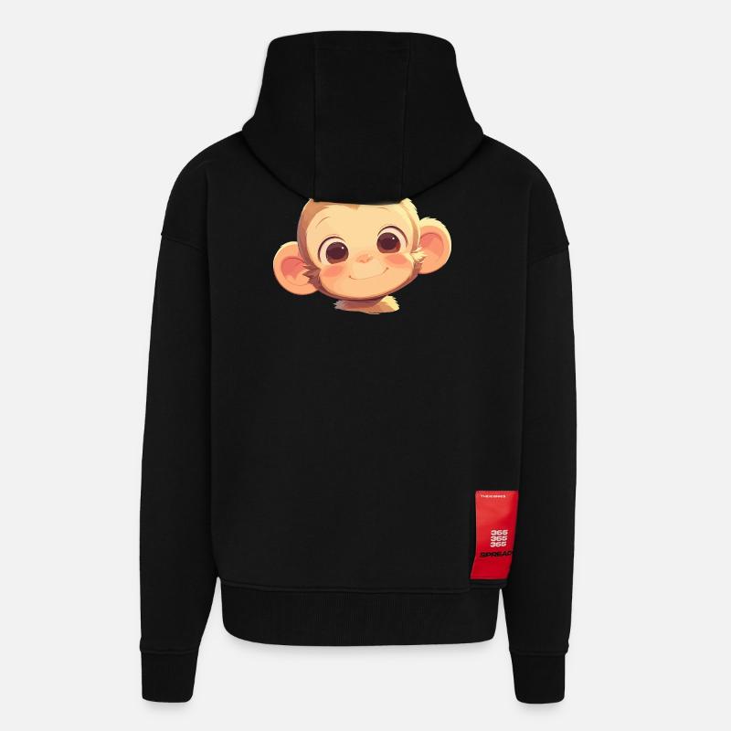 Macaque Macaque - Veste à capuche bio épaisse oversize fabriqué en UE - SOLID BLACK