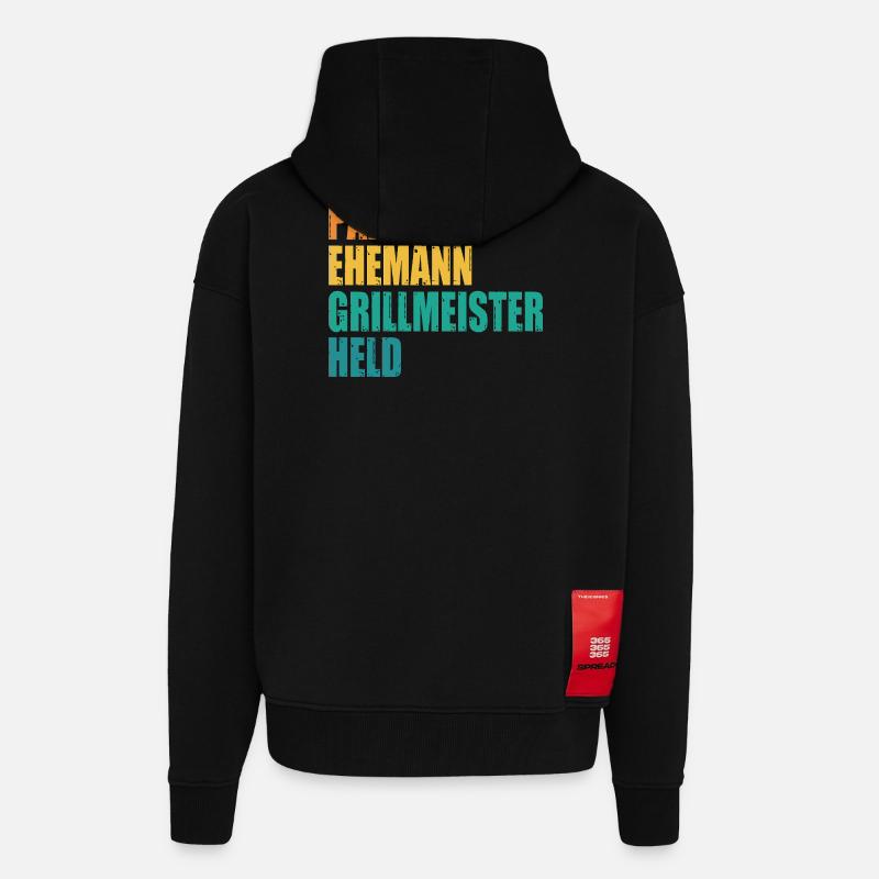Papa Ehemann Grillmeister Held - Zip Hoodie - made by SPREAD - SOLID BLACK