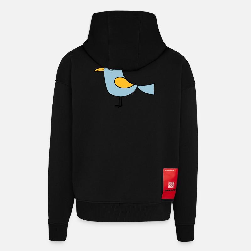 oiseau - Veste à capuche bio épaisse oversize fabriqué en UE - SOLID BLACK
