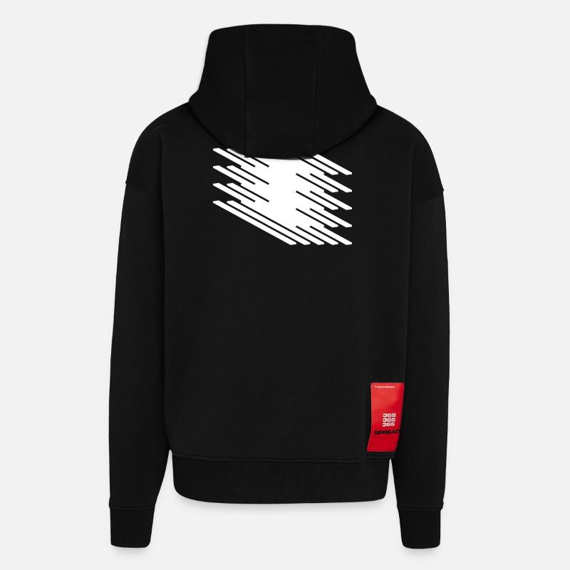 Abstract Dynamic Line Pattern - Zip Hoodie - made by SPREAD - SOLID BLACK