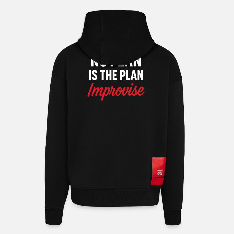 Message Motivante Pas de Plan - Veste à capuche bio épaisse oversize fabriqué en UE - SOLID BLACK