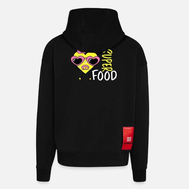 Cœur de fromage - Veste à capuche bio épaisse oversize fabriqué en UE - SOLID BLACK