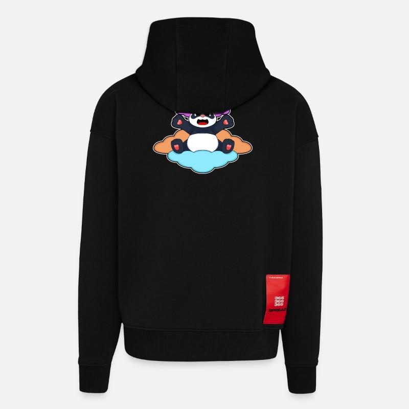 Nuages Panda - Veste à capuche bio épaisse oversize fabriqué en UE - SOLID BLACK