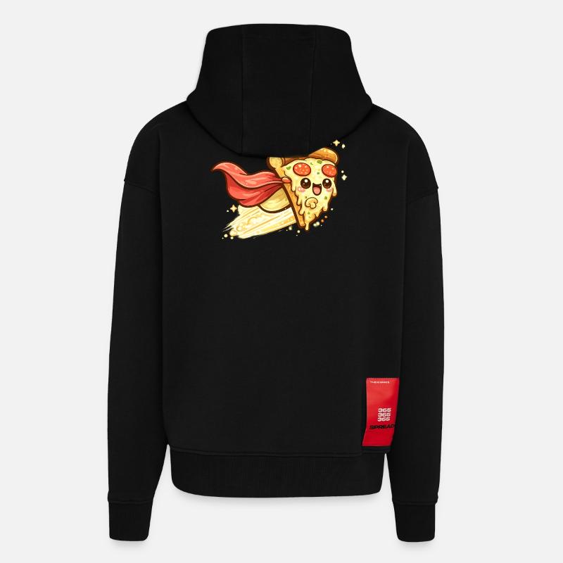 Pizzaheld mit Cape - Zip Hoodie - made by SPREAD - SOLID BLACK