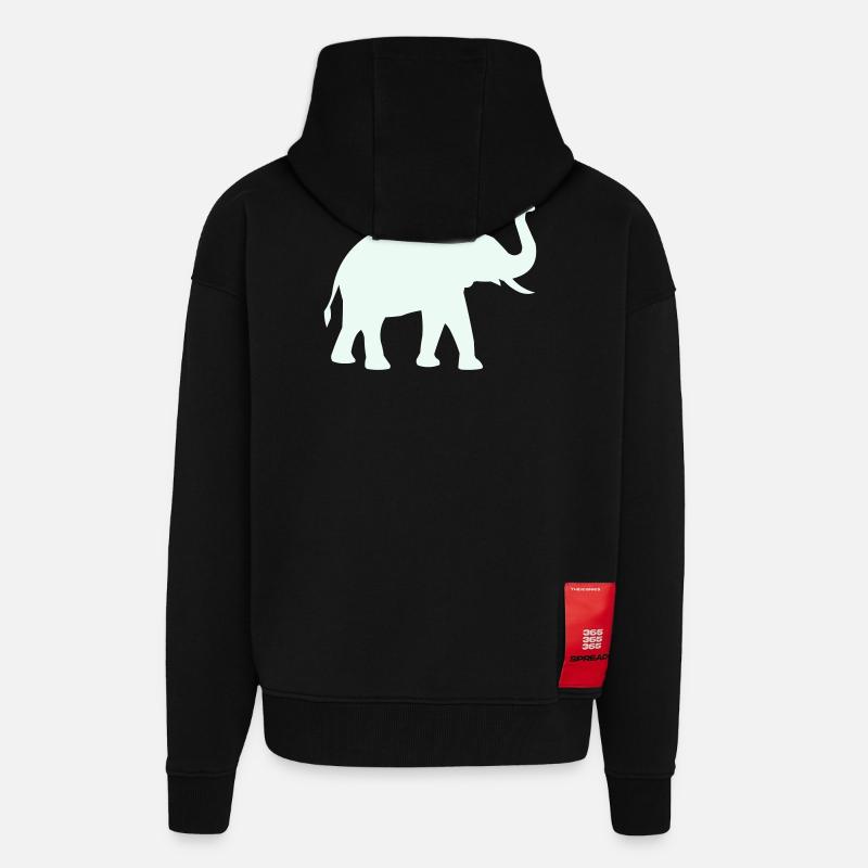 Elephant Silhouette Mint Pastel - Zip Hoodie - made by SPREAD - SOLID BLACK