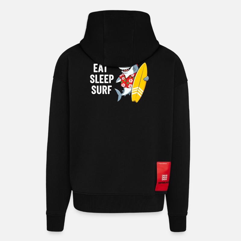 Mange Dors Requin de Surf - Veste à capuche bio épaisse oversize fabriqué en UE - SOLID BLACK