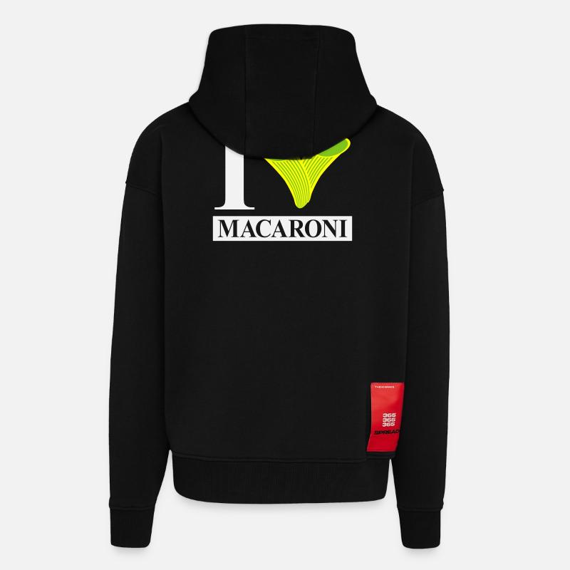 I love macaroni - Zip Hoodie - made by SPREAD - SOLID BLACK