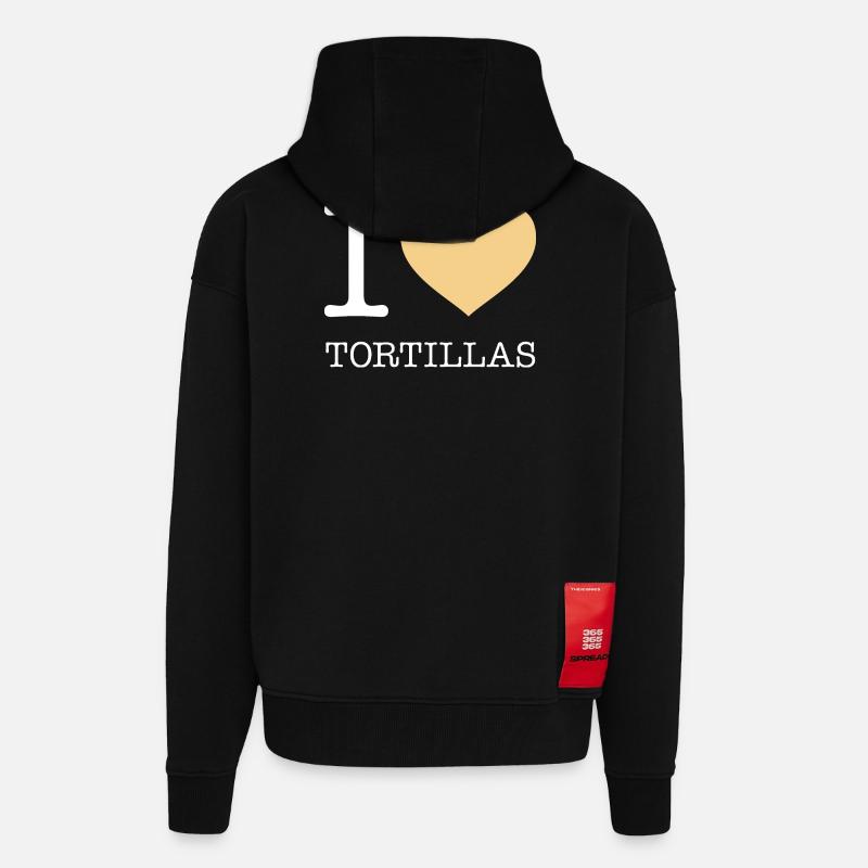 J’ADORE LES TORTILLAS - Veste à capuche bio épaisse oversize fabriqué en UE - SOLID BLACK