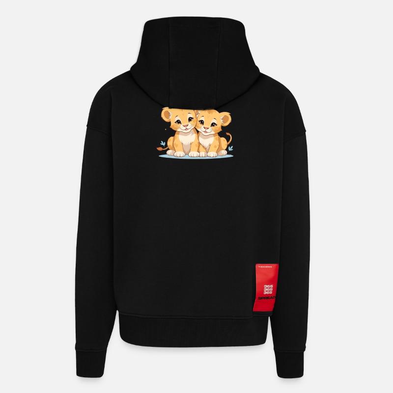 Lionceaux - Veste à capuche bio épaisse oversize fabriqué en UE - SOLID BLACK