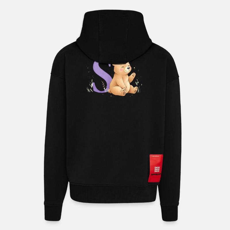 S Bär Alphabetsbild mit Teddybär - Zip Hoodie - made by SPREAD - SOLID BLACK