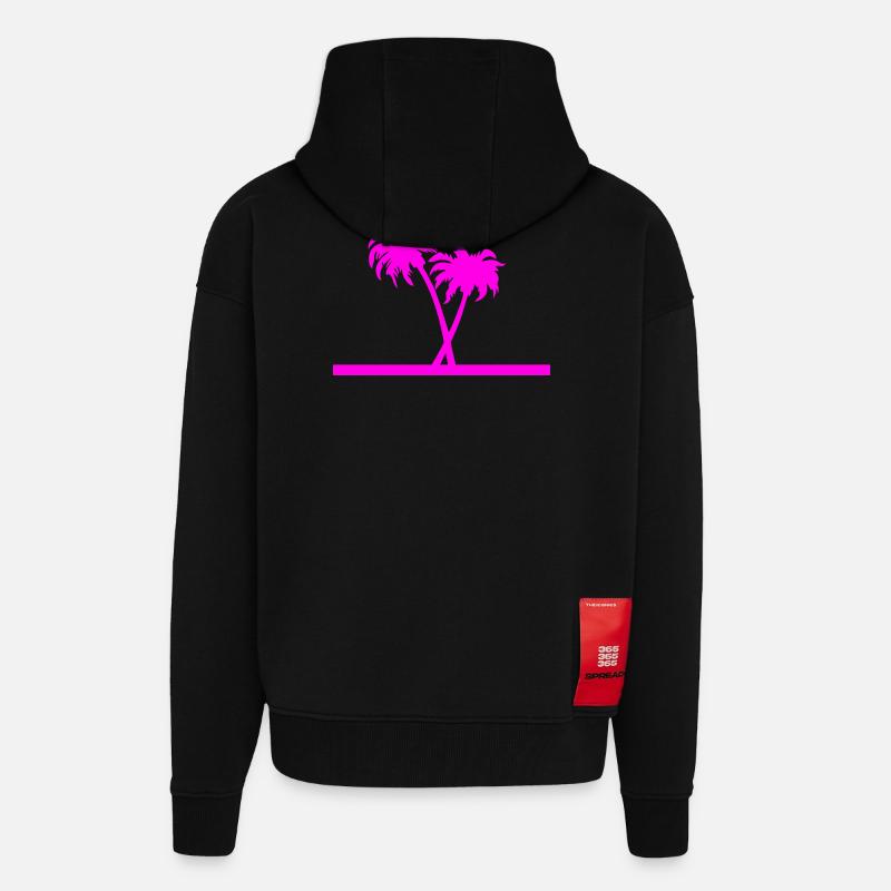 Palm trees - Zip Hoodie - made by SPREAD - SOLID BLACK