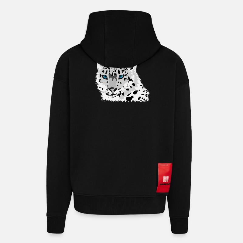 Leopard Katze - Zip Hoodie - made by SPREAD - SOLID BLACK