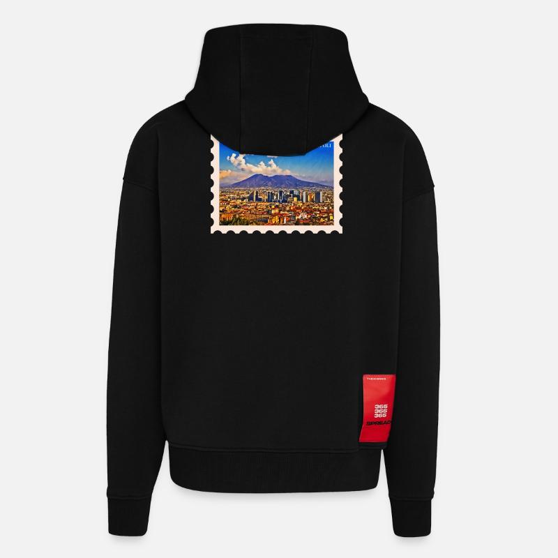 Silhouette de Naples Vesuvio - Veste à capuche bio épaisse oversize fabriqué en UE - SOLID BLACK